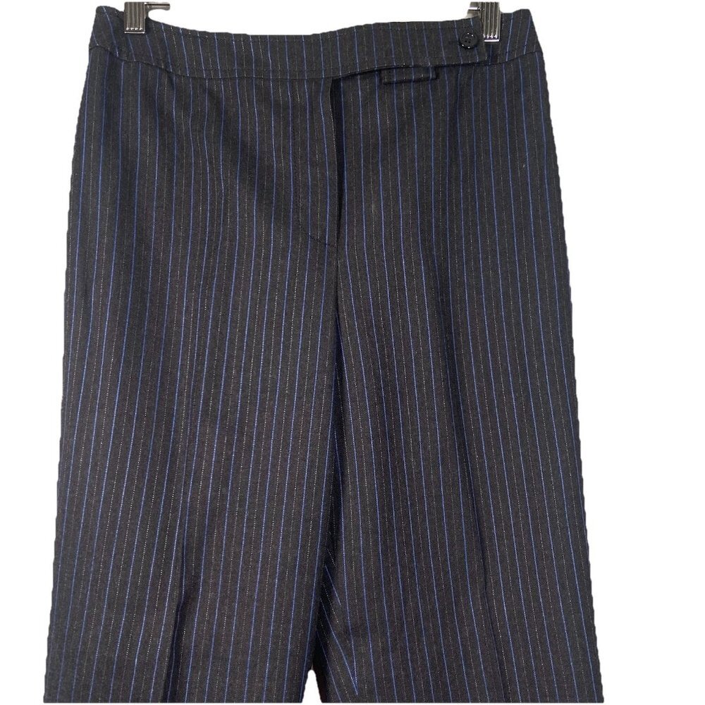 CARLISLE VINTAGE CHARCOAL BLUE BLACK PINSTRIPE WOOL PANTS SIZE 4 OFFICE TROUSERS